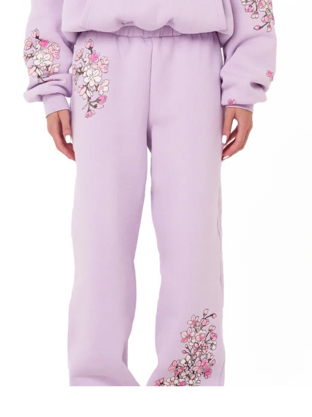 Dauphinette Web Sweatpants in Lavender with cherry blossoms